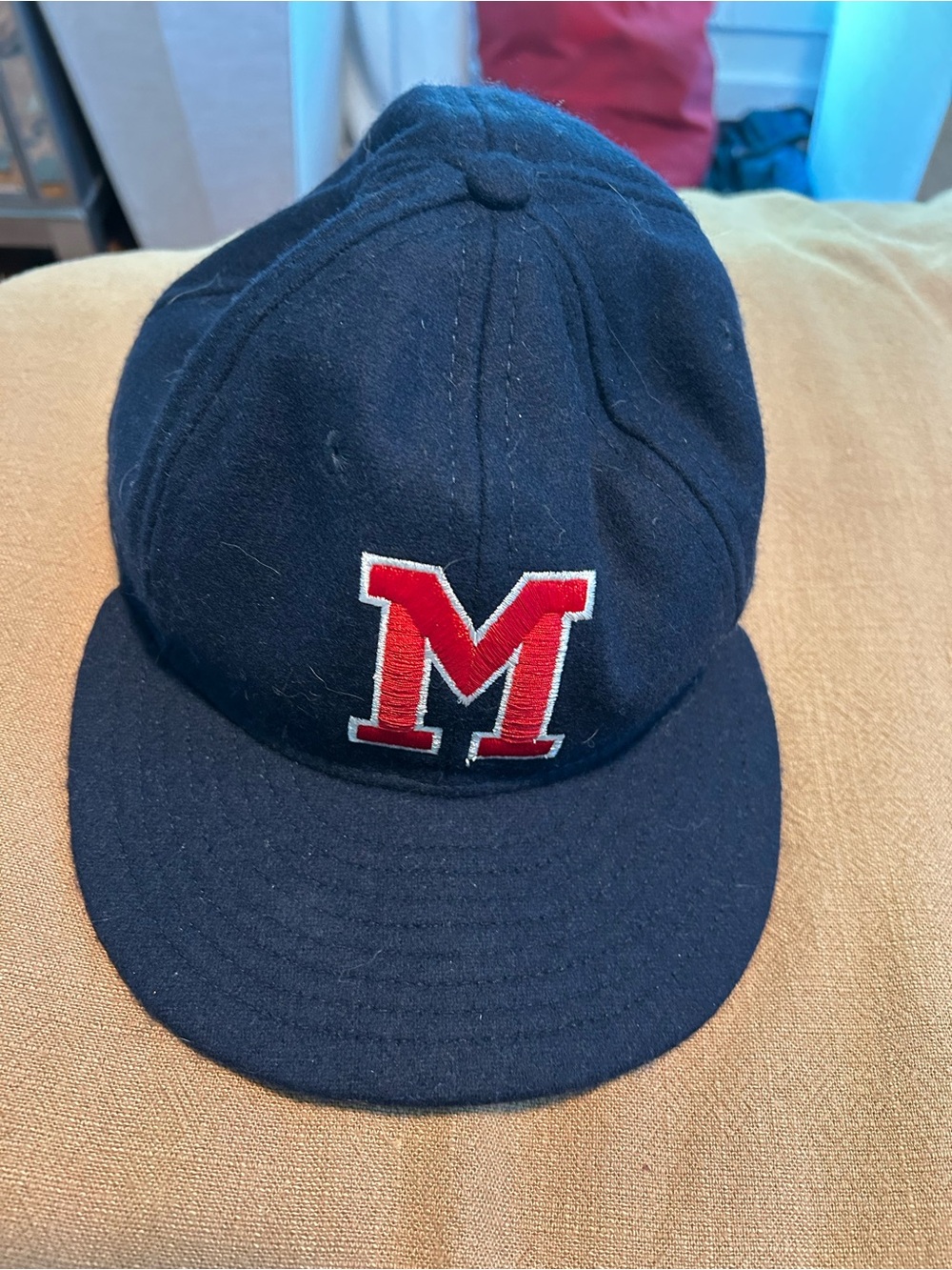 Ebbets Field Flannels 1969 Ole Miss Baseball Cap Red 'M' Patch sz 7 7/8